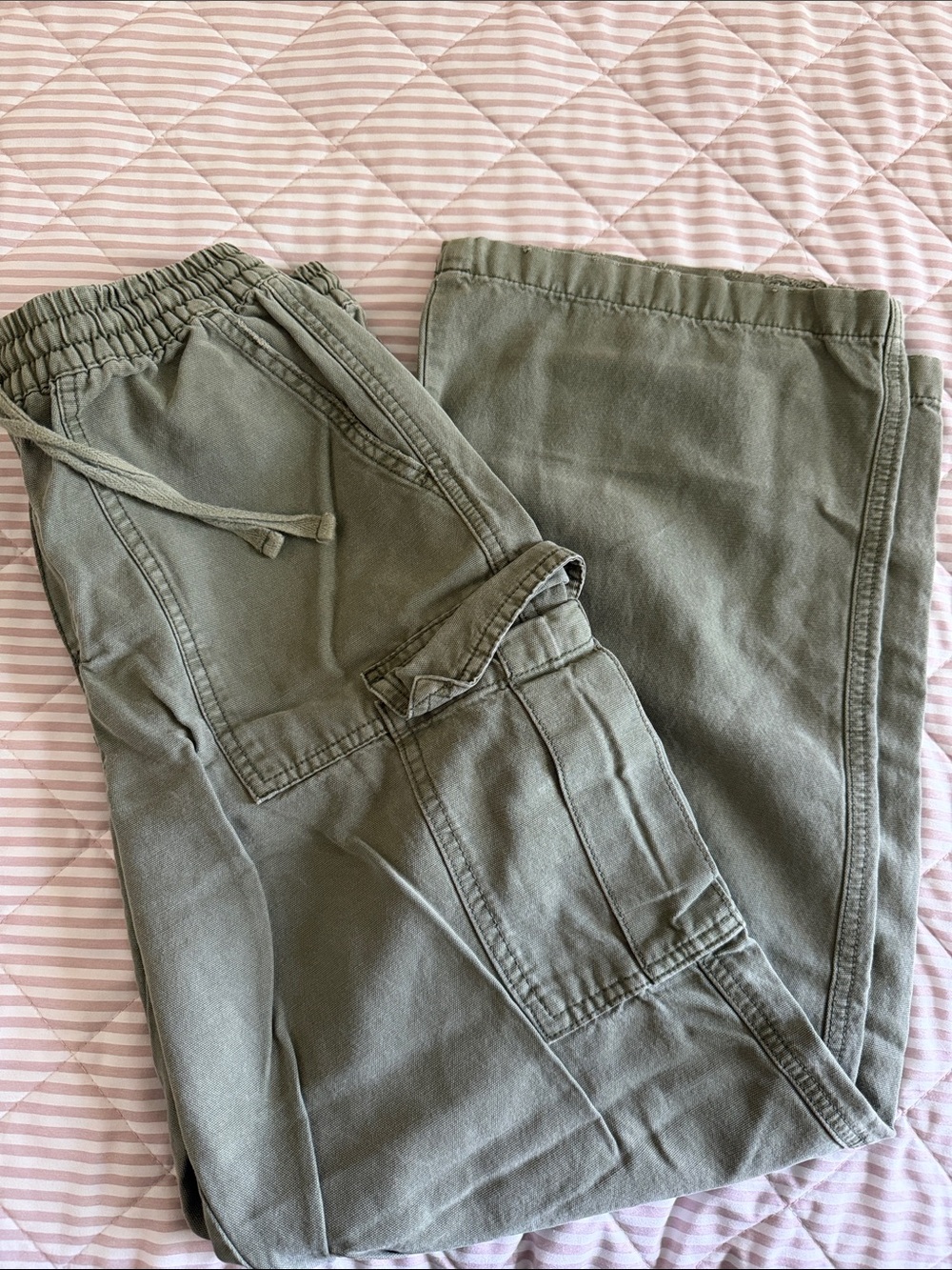 Olive Green Wide Leg Pants - AERIE
